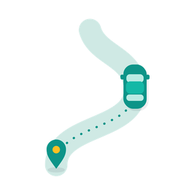 Route with a car and a location pin