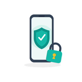 Phone with a shield and padlock