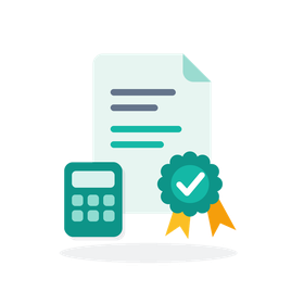 Tax document with a verified seal and calculator